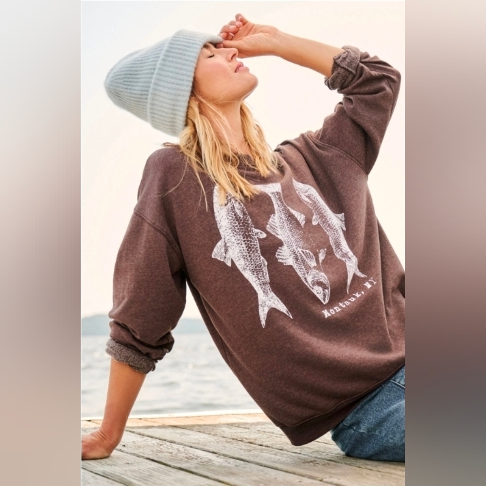 Altar'd State Montauk Fish Pullover M NWT